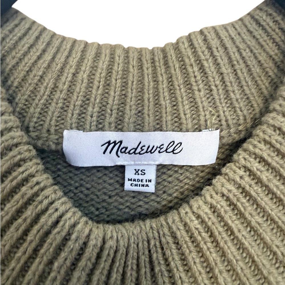 Madewell Vintage Green Dotted Eaton Puff-Sleeve Pullover Sweater Size XS - Picture 5 of 7